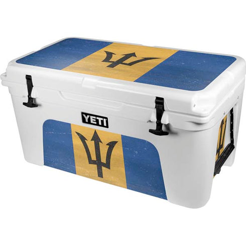 Barbados Flag Distressed YETI Tundra 65 Hard Cooler Skin